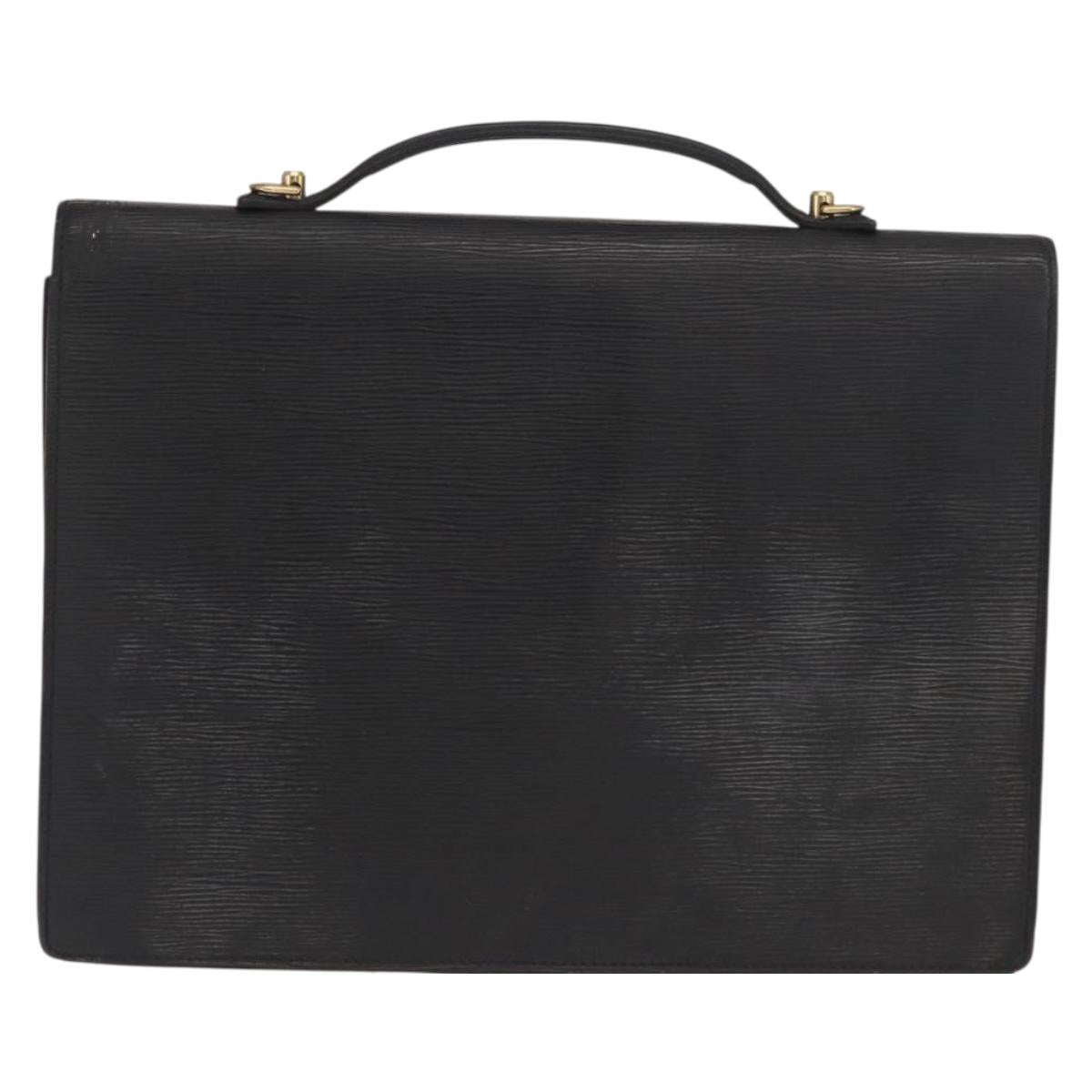 LOUIS VUITTON Epi Porte Documents Bandouliere Briefcase Black M54462 Auth ka2157