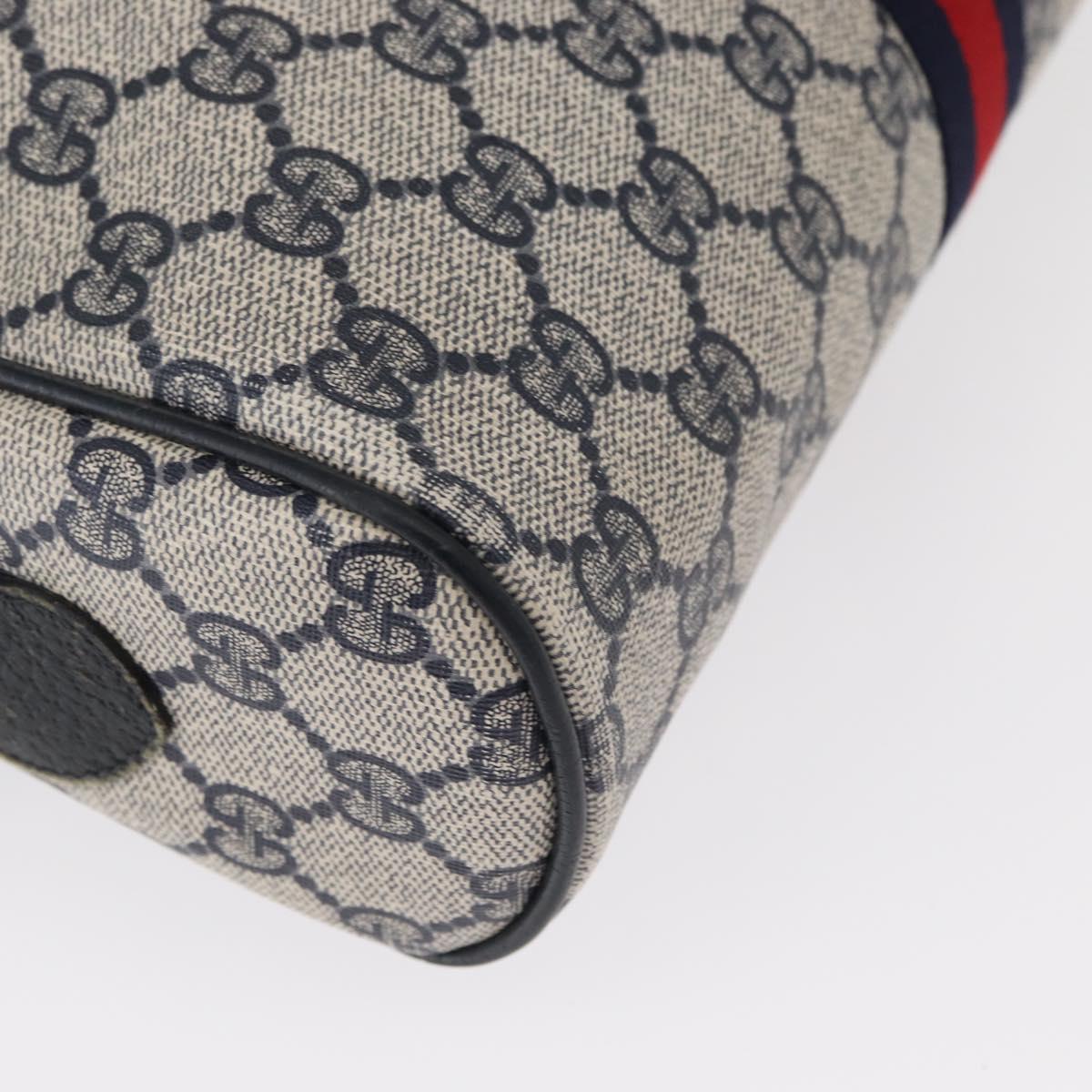 GUCCI GG Supreme Sherry Line Shoulder Bag PVC Navy Gold 68 02 005 Auth ka216