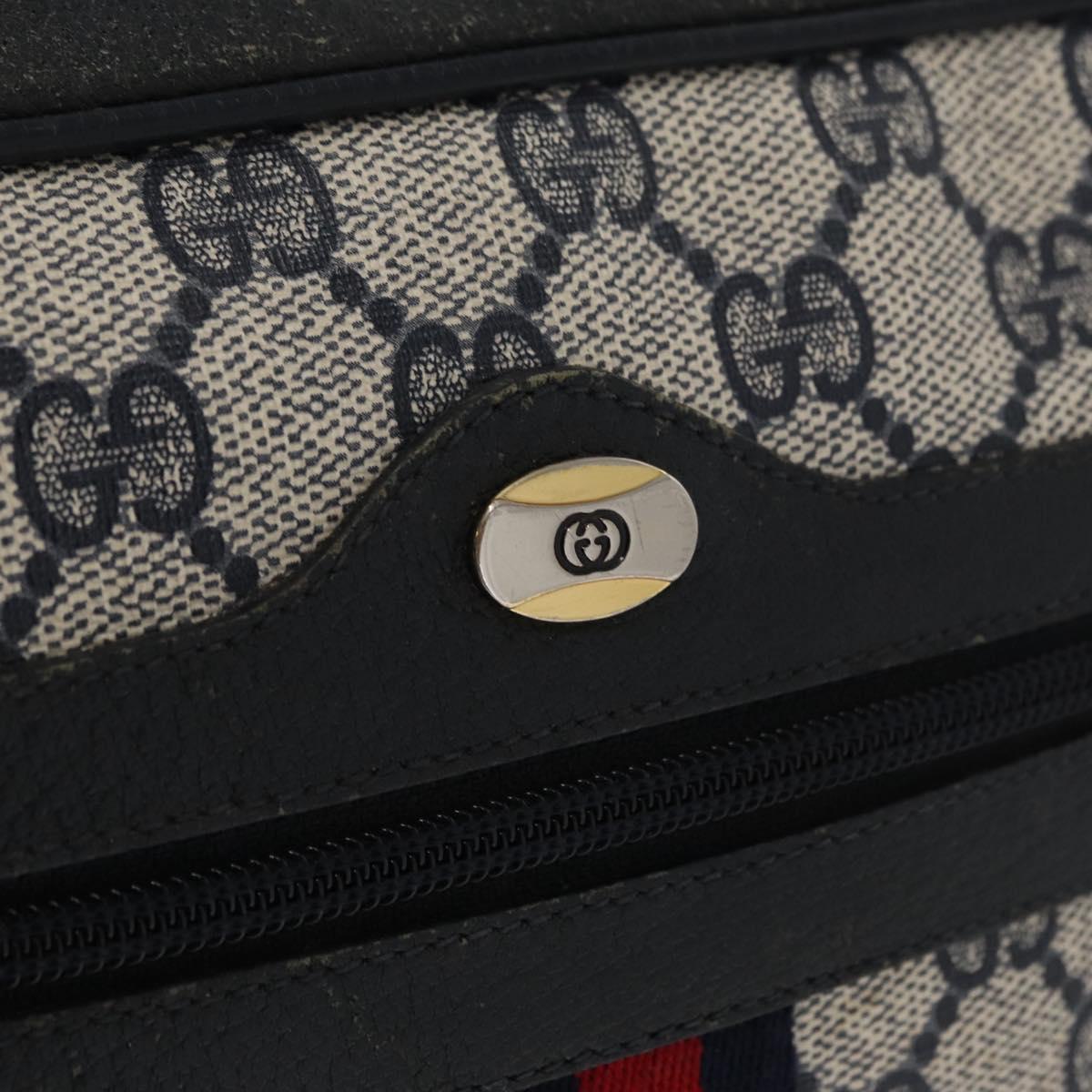 GUCCI GG Supreme Sherry Line Shoulder Bag PVC Navy Gold 68 02 005 Auth ka216