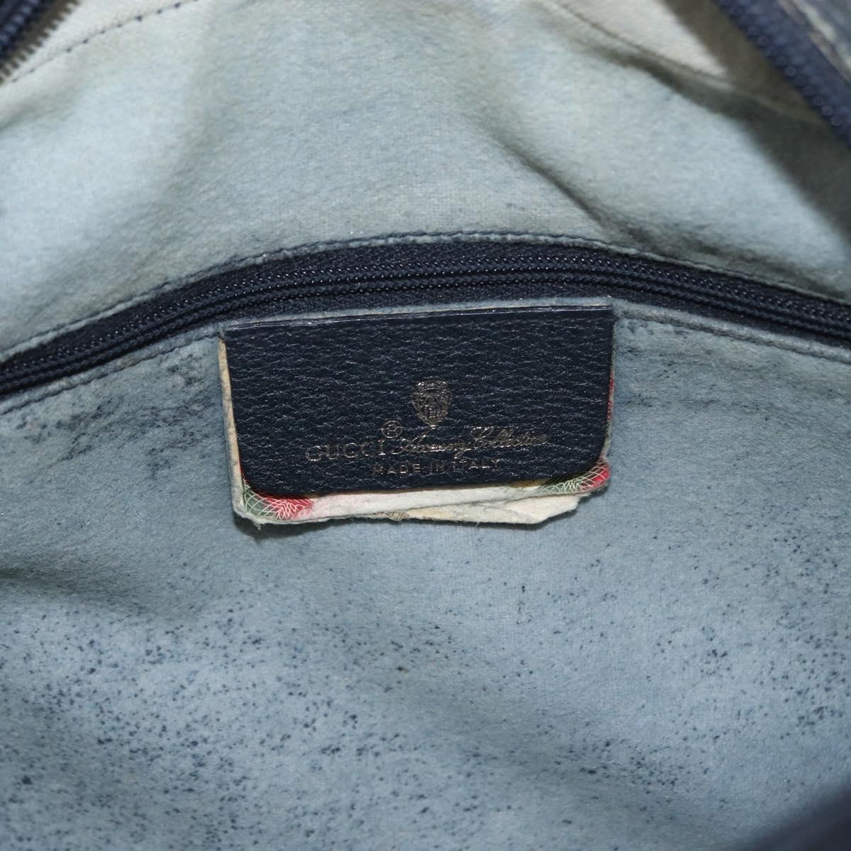 GUCCI GG Supreme Sherry Line Shoulder Bag PVC Navy Gold 68 02 005 Auth ka216