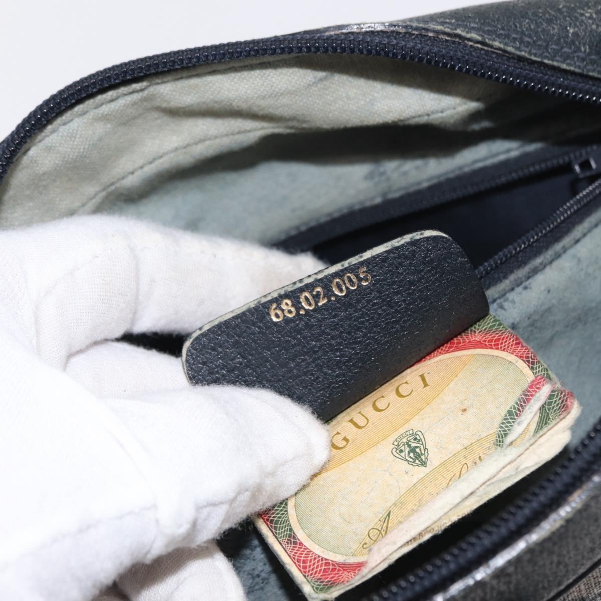 GUCCI GG Supreme Sherry Line Shoulder Bag PVC Navy Gold 68 02 005 Auth ka216