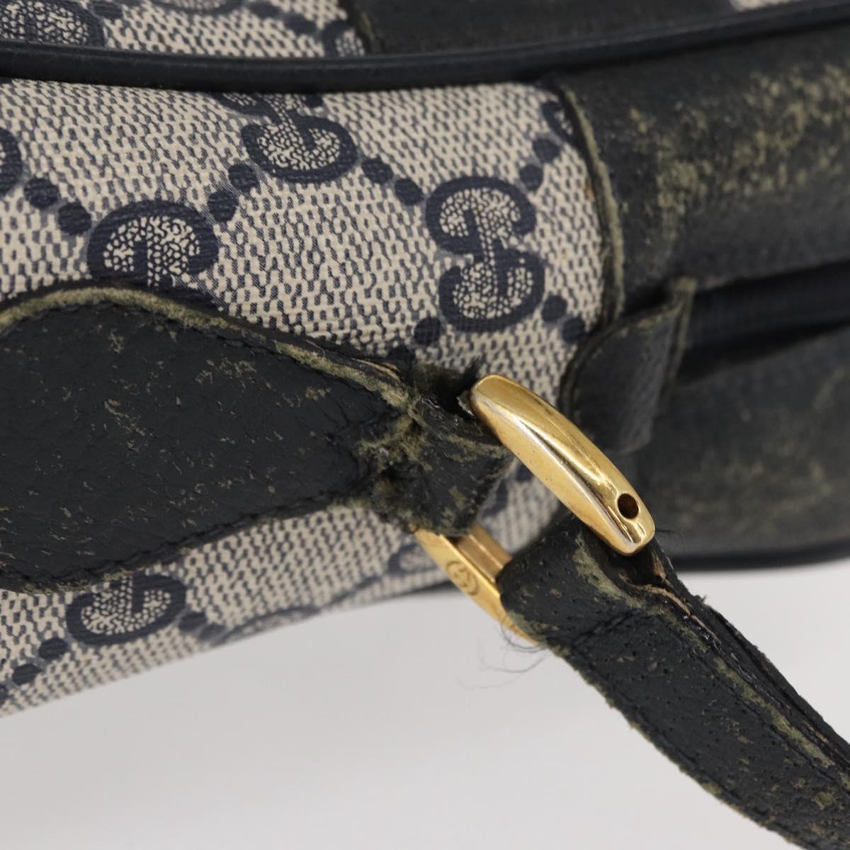 GUCCI GG Supreme Sherry Line Shoulder Bag PVC Navy Gold 68 02 005 Auth ka216