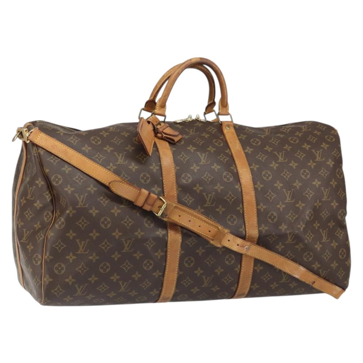 LOUIS VUITTON Monogram Keepall Bandouliere 60 Boston Bag M41412 LV Auth ka2170