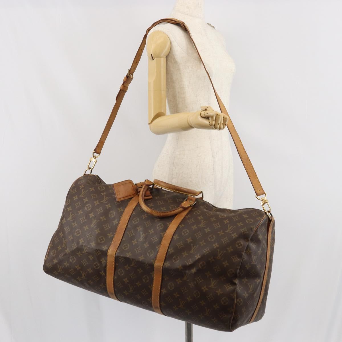 LOUIS VUITTON Monogram Keepall Bandouliere 60 Boston Bag M41412 LV Auth ka2170