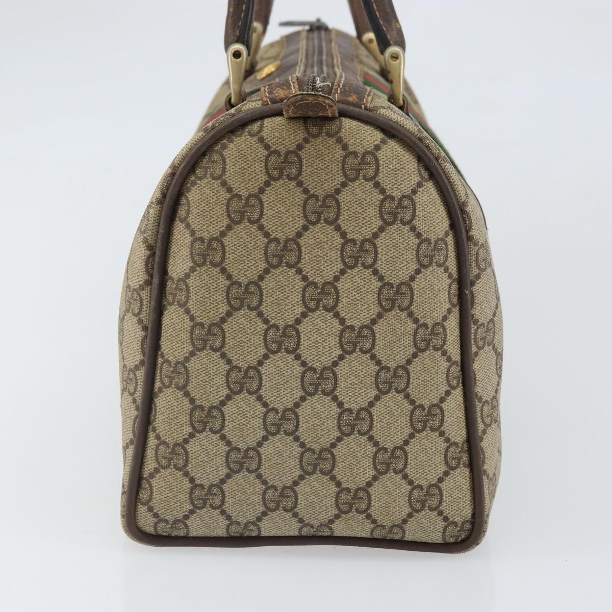 GUCCI GG Supreme Web Sherry Line Hand Bag PVC Beige Gold 24 012 3842 Auth ka2171