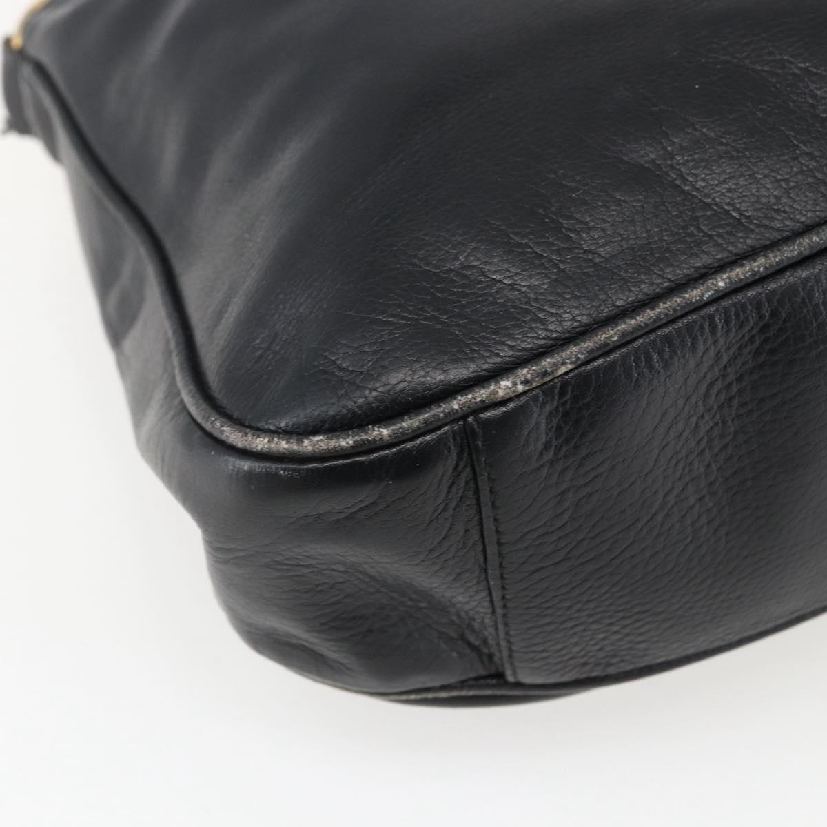 GUCCI Bamboo Shoulder Bag Leather 2way Black Gold 001 2113 1638 Auth ka2177