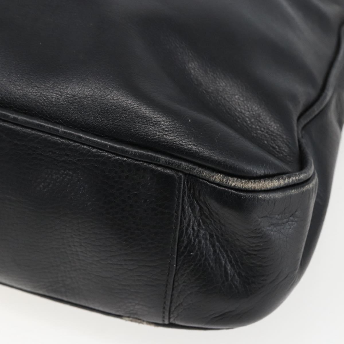 GUCCI Bamboo Shoulder Bag Leather 2way Black Gold 001 2113 1638 Auth ka2177