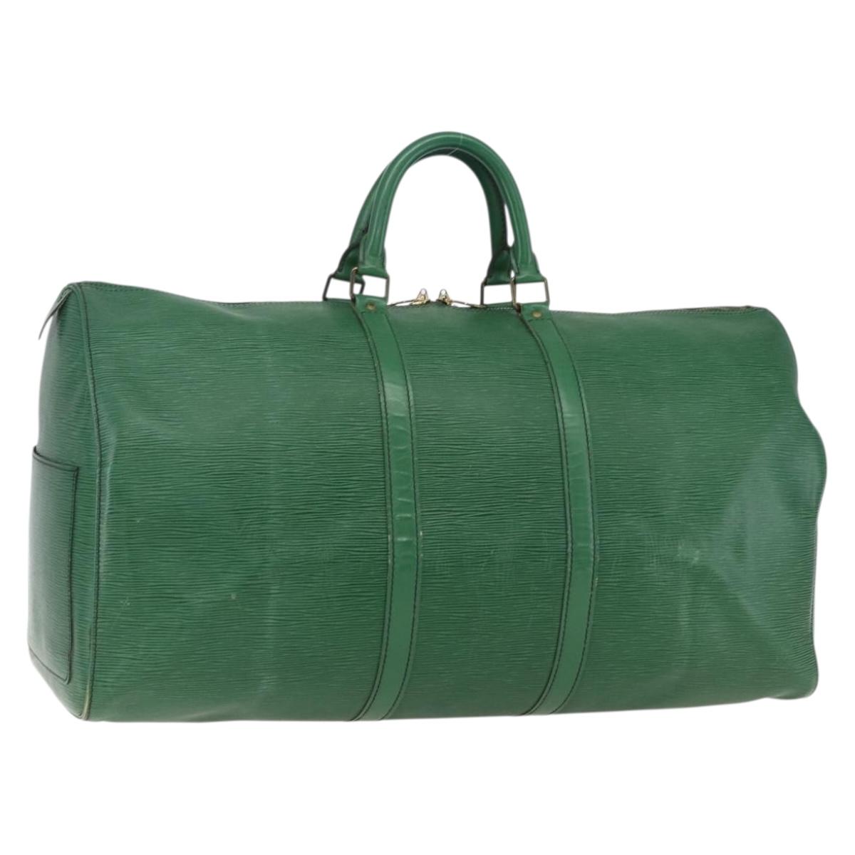 LOUIS VUITTON Epi Keepall 55 Boston Bag Green M42954 LV Auth ka2185