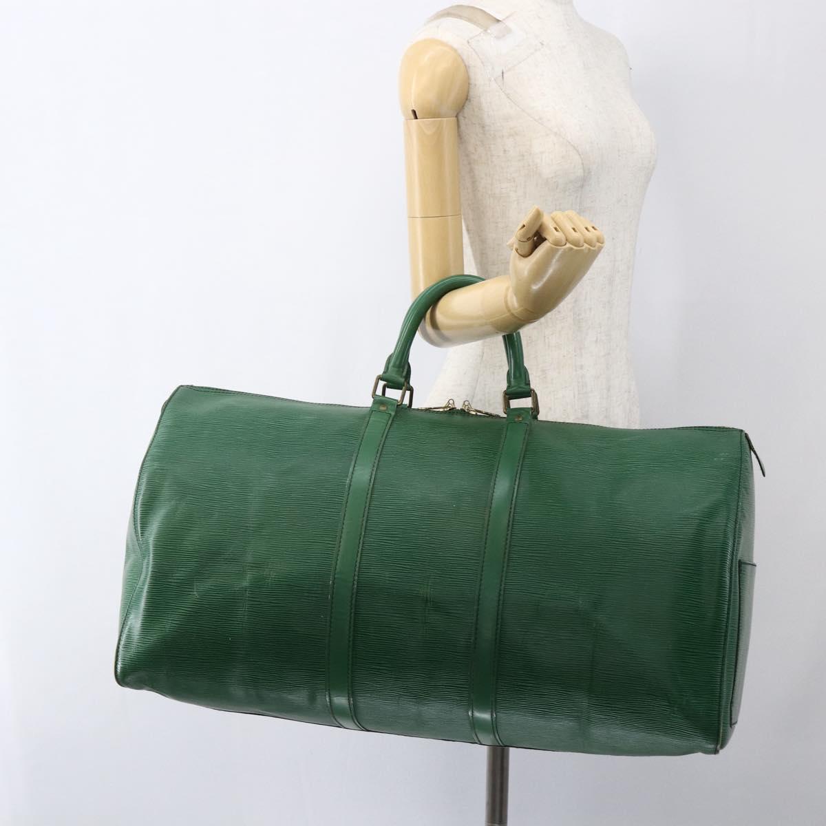 LOUIS VUITTON Epi Keepall 55 Boston Bag Green M42954 LV Auth ka2185