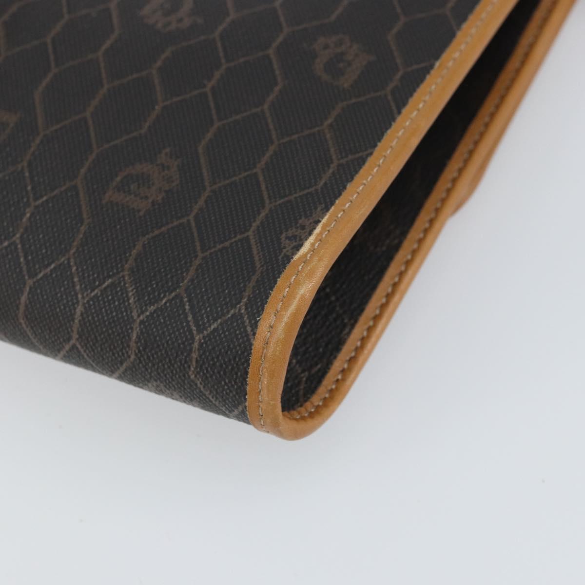 Christian Dior Honeycomb Canvas Chain Shoulder Bag PVC Black Gold Auth ka2188