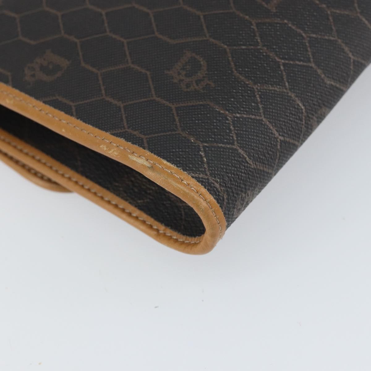 Christian Dior Honeycomb Canvas Chain Shoulder Bag PVC Black Gold Auth ka2188
