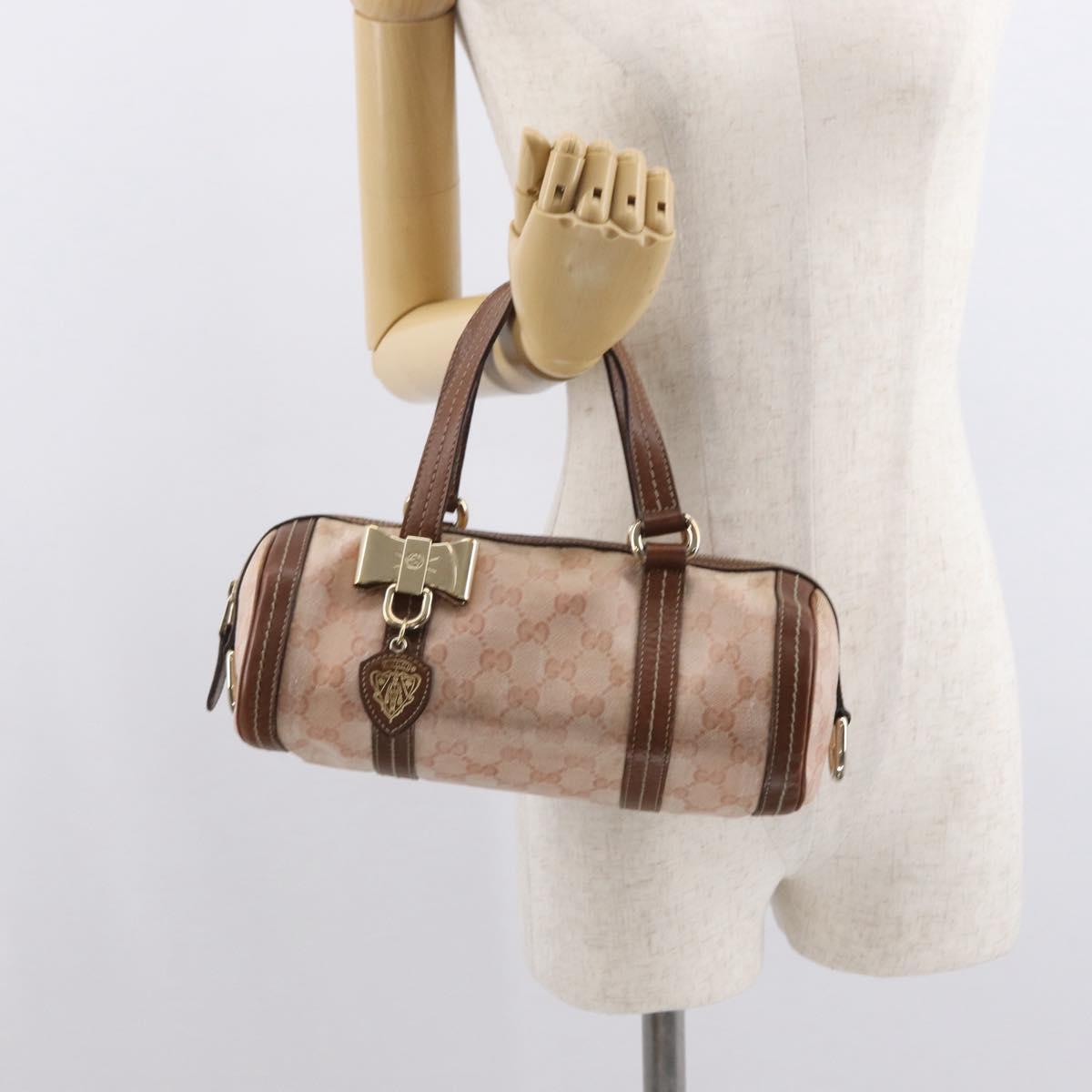 GUCCI GG Crystal Hand Bag Coated Canvas Pink Gold 181485 Auth ka2189