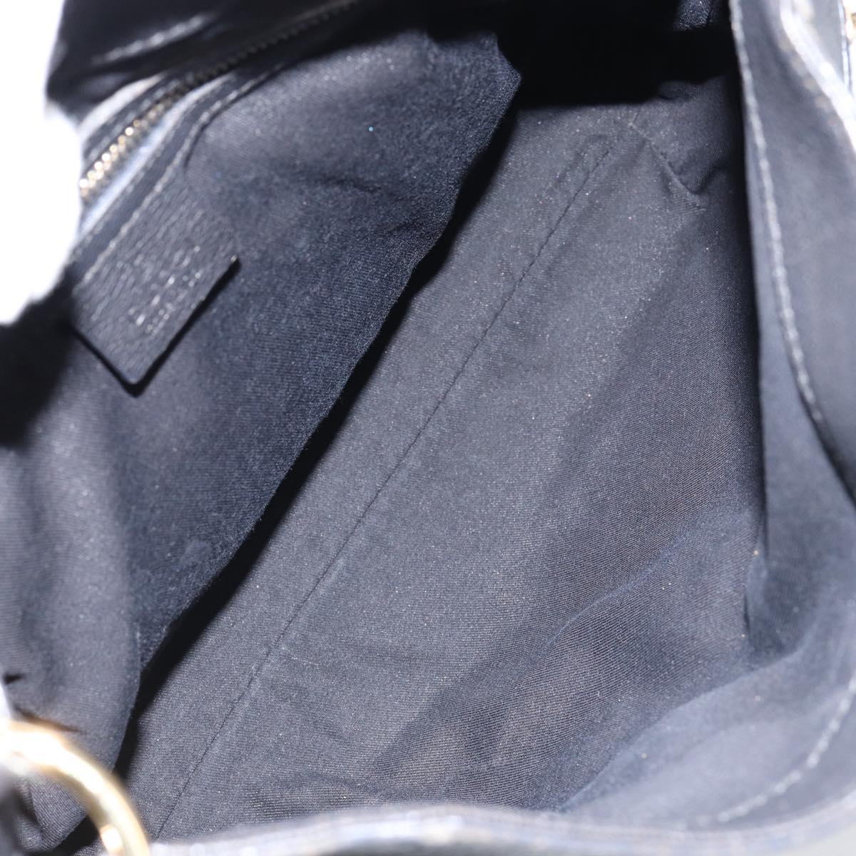 GUCCI Shoulder Bag Leather Black Gold 154392 Auth ka220