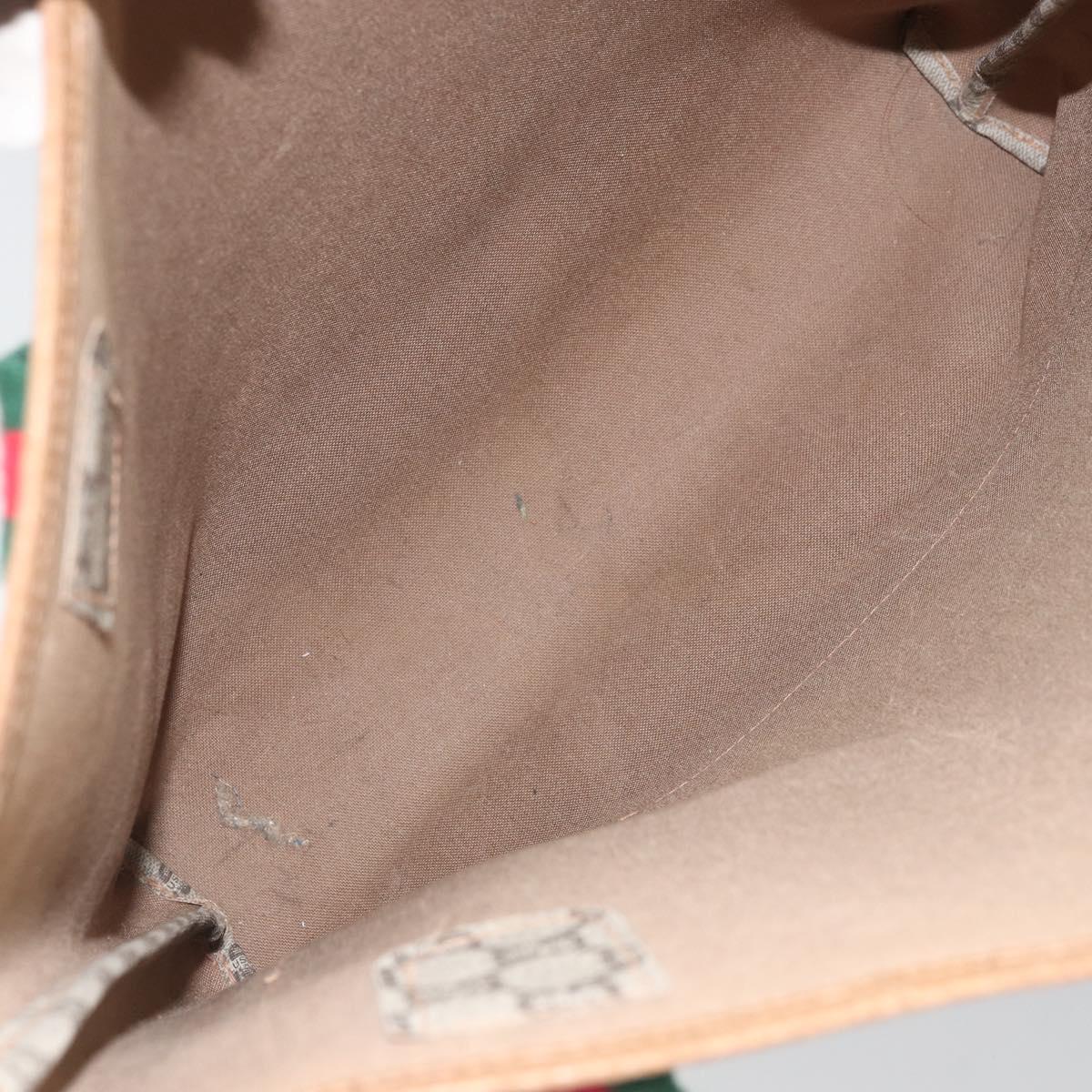 GUCCI GG Plus Supreme Web Sherry Line Tote Bag PVC Beige Gold Auth ka2201