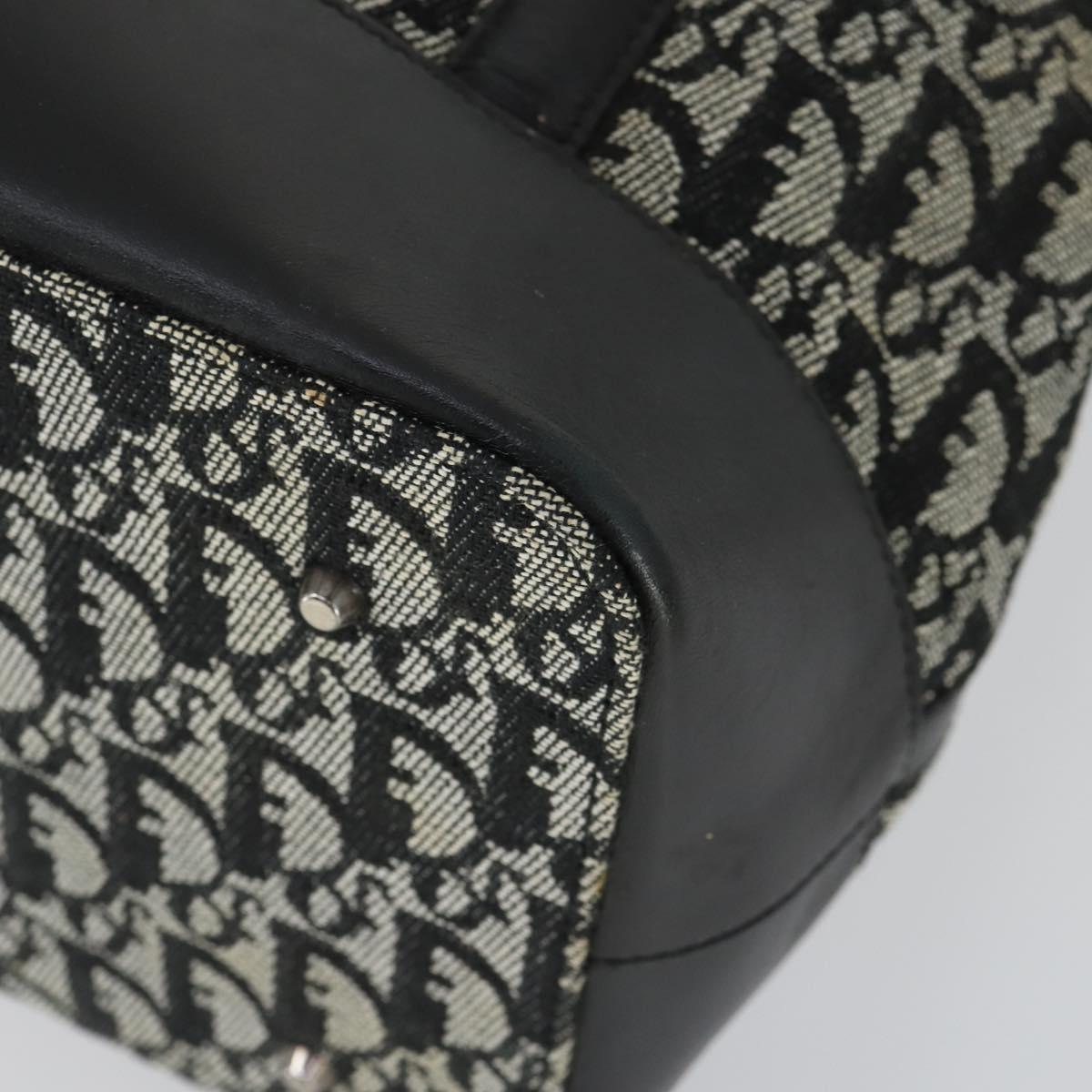 Christian Dior Trotter Canvas Boston Bag Black Silver Auth ka2203V