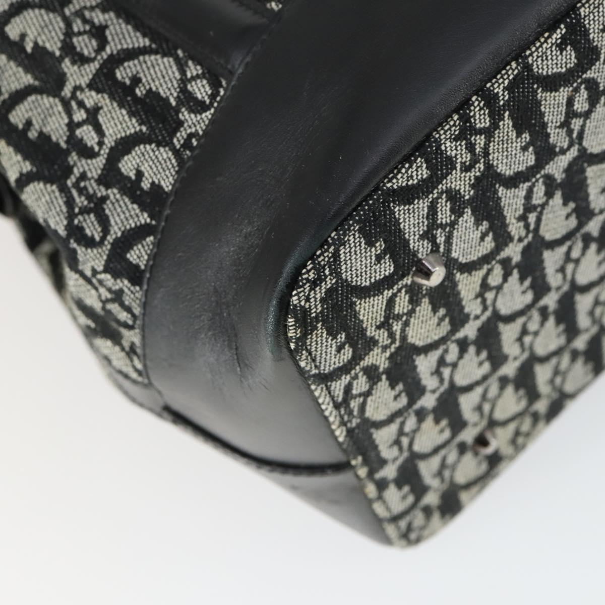 Christian Dior Trotter Canvas Boston Bag Black Silver Auth ka2203V