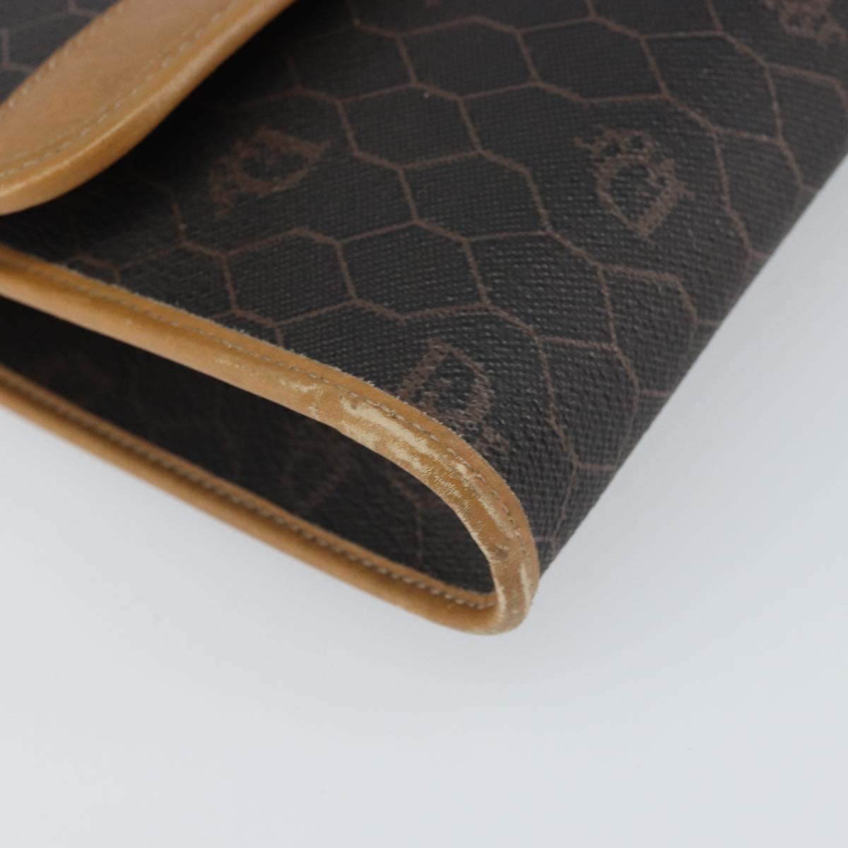 Christian Dior Honeycomb Canvas Chain Shoulder Bag PVC Black Gold Auth ka2204
