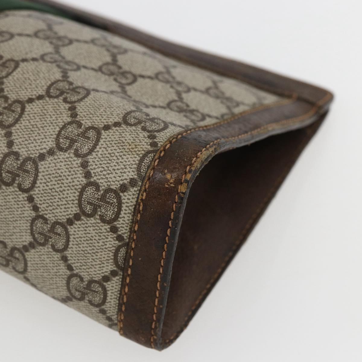 GUCCI GG Supreme Web Sherry Line Clutch Bag PVC Beige 67 014 2125 Auth ka2207