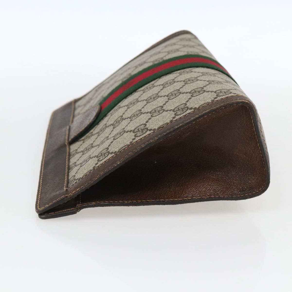 GUCCI GG Supreme Web Sherry Line Clutch Bag PVC Beige 67 014 2125 Auth ka2207