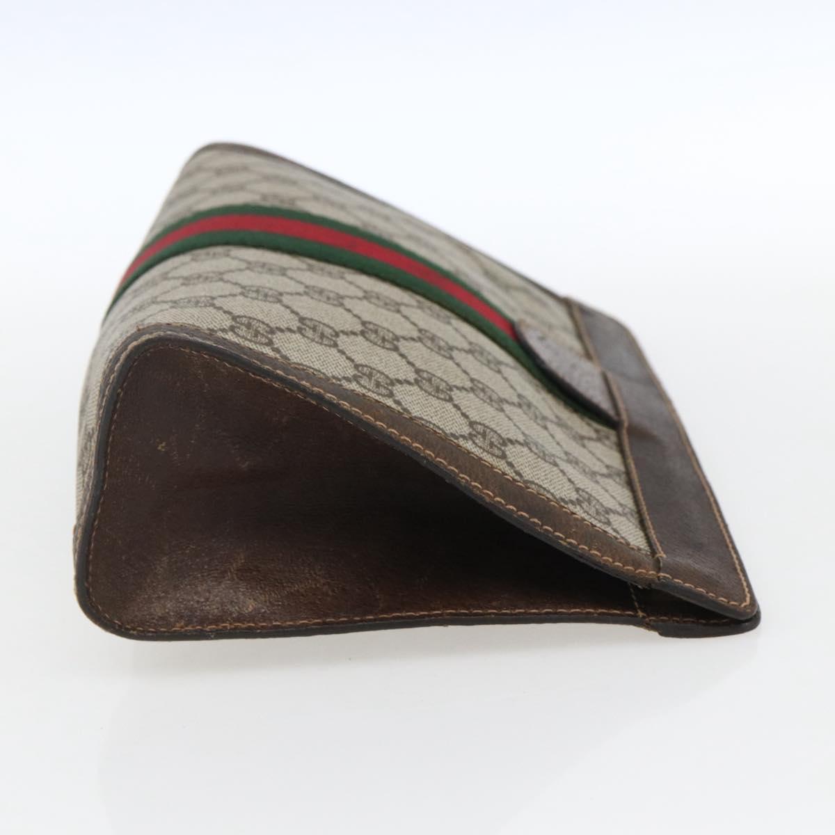 GUCCI GG Supreme Web Sherry Line Clutch Bag PVC Beige 67 014 2125 Auth ka2207