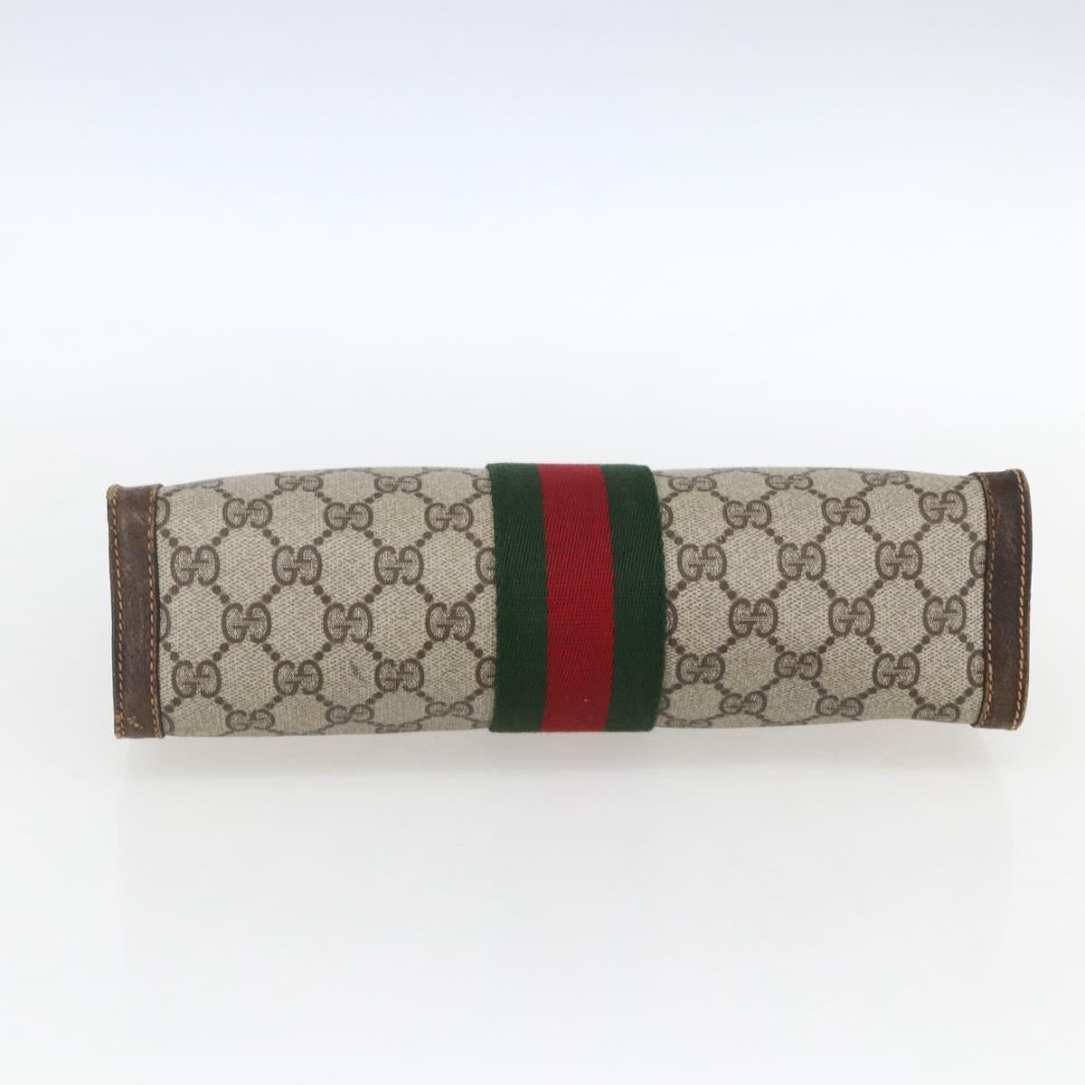 GUCCI GG Supreme Web Sherry Line Clutch Bag PVC Beige 67 014 2125 Auth ka2207