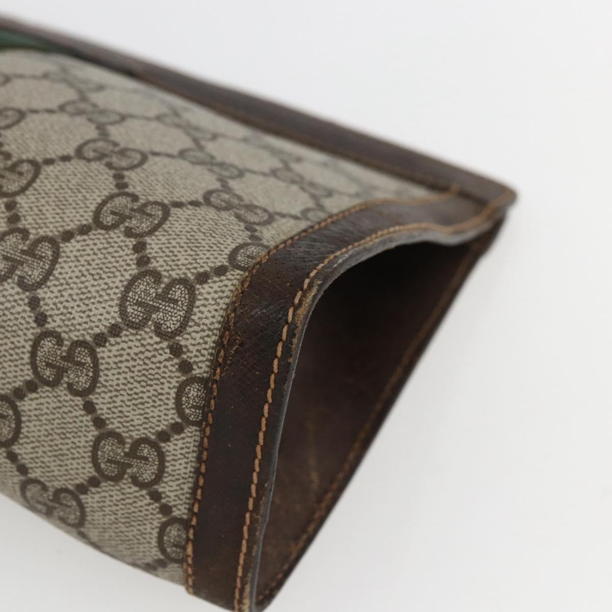 GUCCI GG Supreme Web Sherry Line Clutch Bag PVC Beige 67 014 2125 Auth ka2207