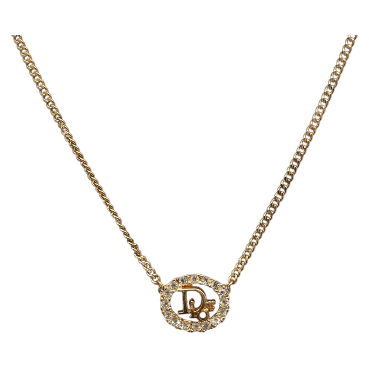 Christian Dior Necklace metal Gold Tone Auth ka2208