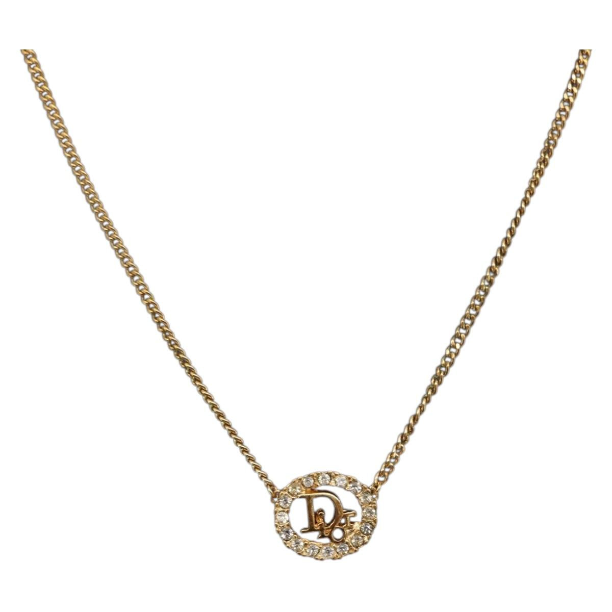 Christian Dior Necklace metal Gold Tone Auth ka2211