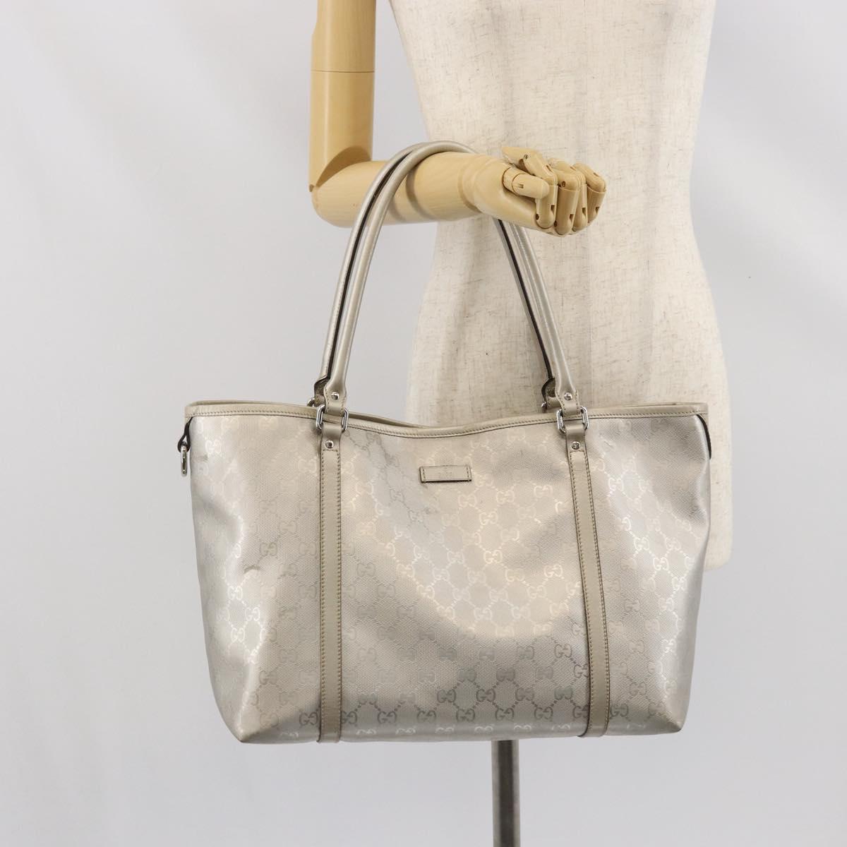 GUCCI GG Implementation Tote Bag Silver 197953 Auth ka2232