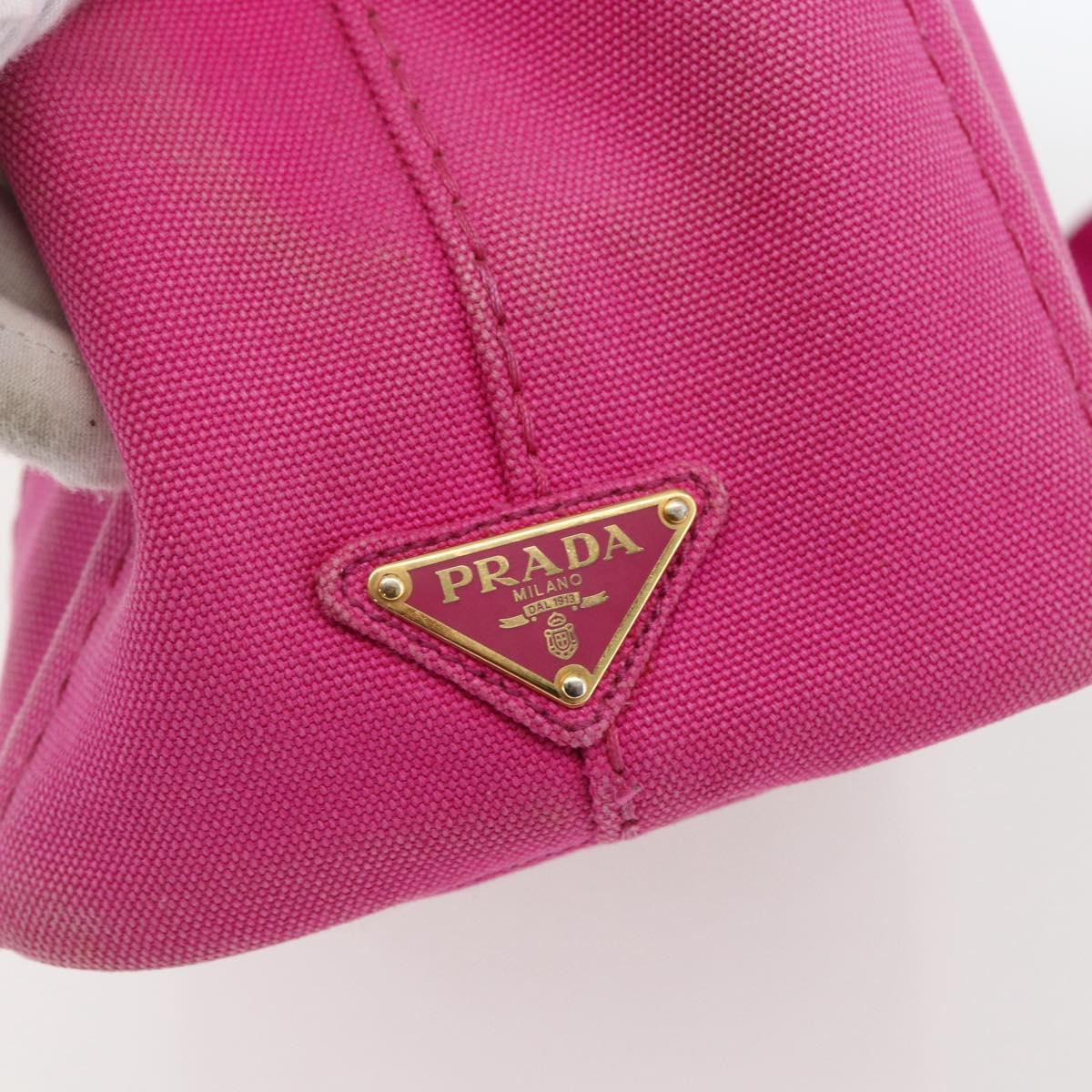 PRADA Canapa PM Hand Bag Canvas 2way Pink Gold Auth ka2235
