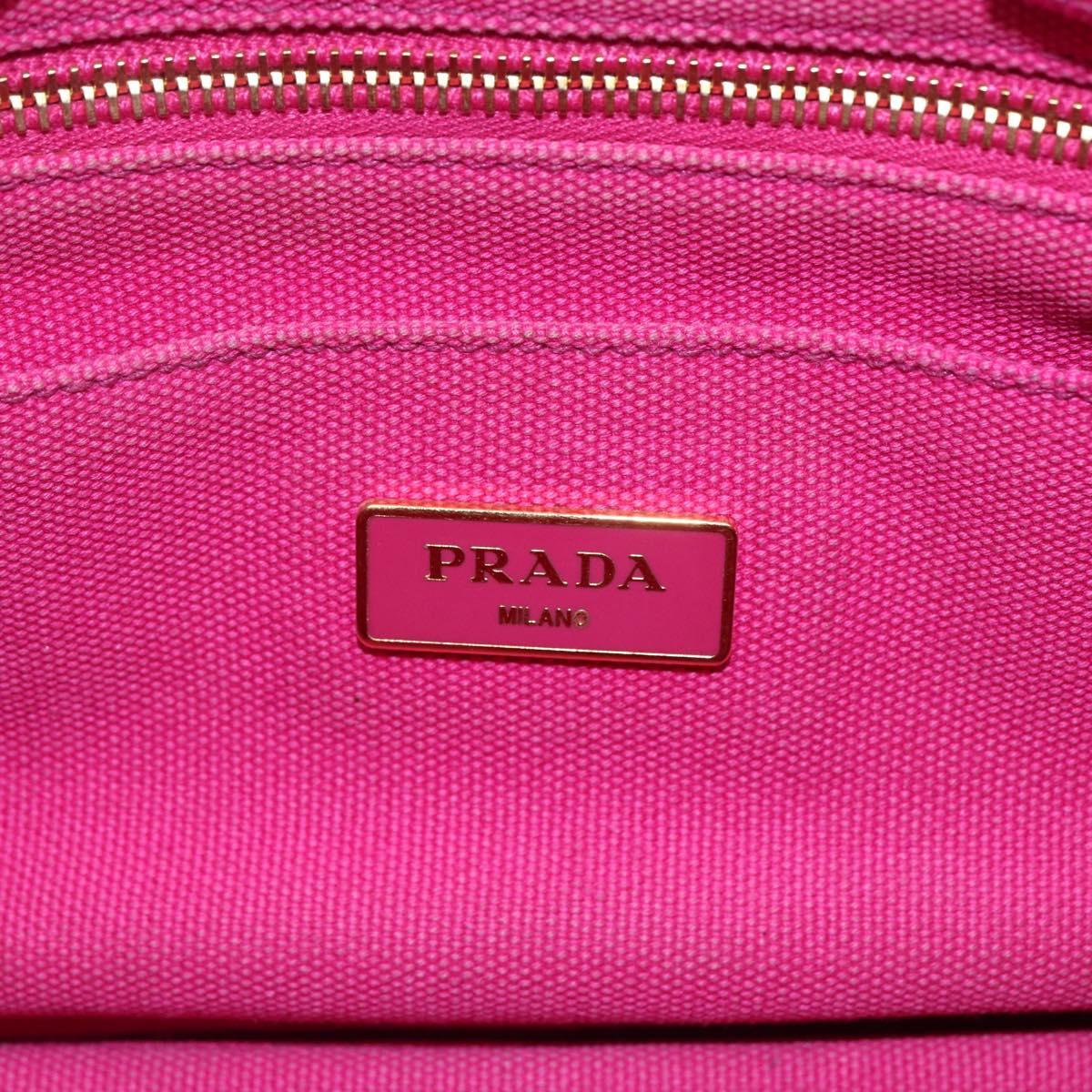 PRADA Canapa PM Hand Bag Canvas 2way Pink Gold Auth ka2235