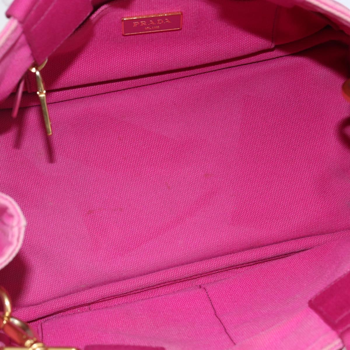 PRADA Canapa PM Hand Bag Canvas 2way Pink Gold Auth ka2235
