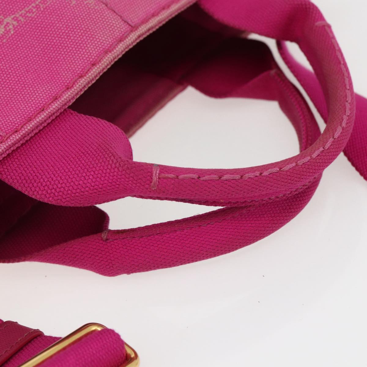 PRADA Canapa PM Hand Bag Canvas 2way Pink Gold Auth ka2235