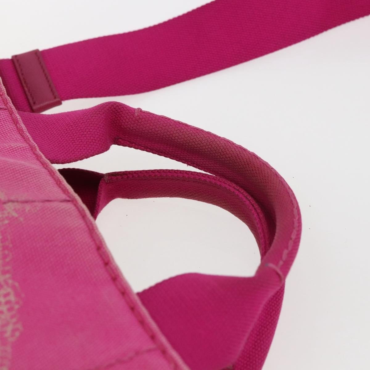 PRADA Canapa PM Hand Bag Canvas 2way Pink Gold Auth ka2235