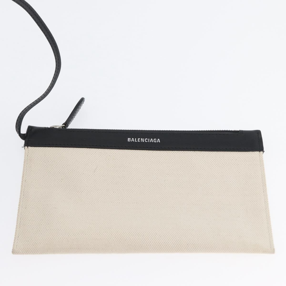 BALENCIAGA Cabas S Tote Bag Canvas Black White 339933 Auth ka2236