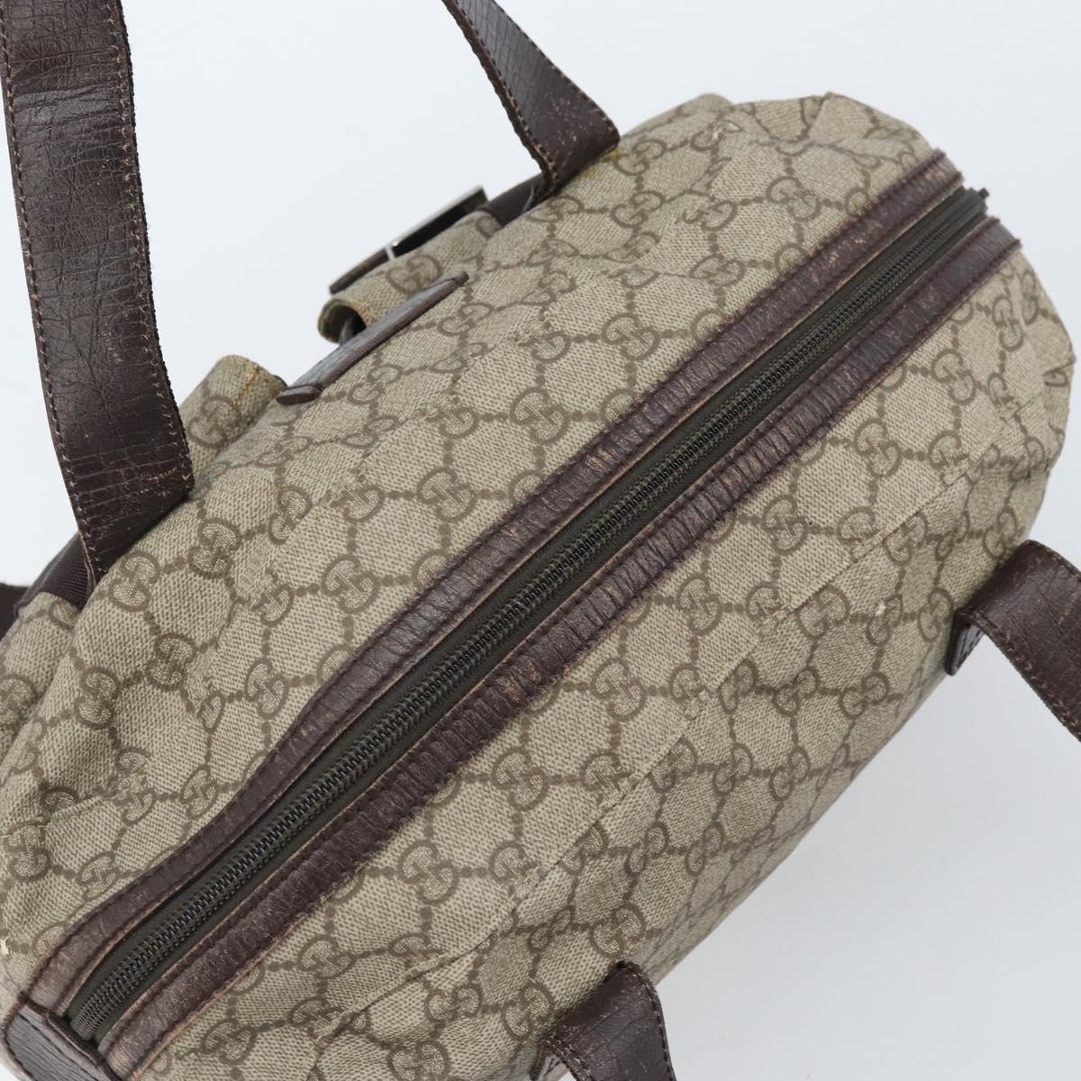 GUCCI GG Supreme Hand Bag PVC Beige Silver 140959 Auth ka2238