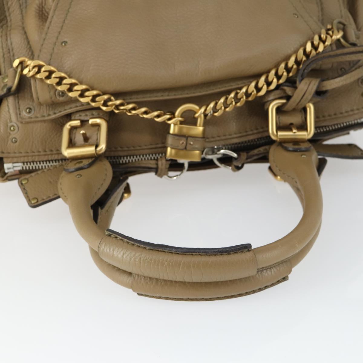 Chloe Paddington Hand Bag Leather Beige Gold Silver Auth ka2248SAV