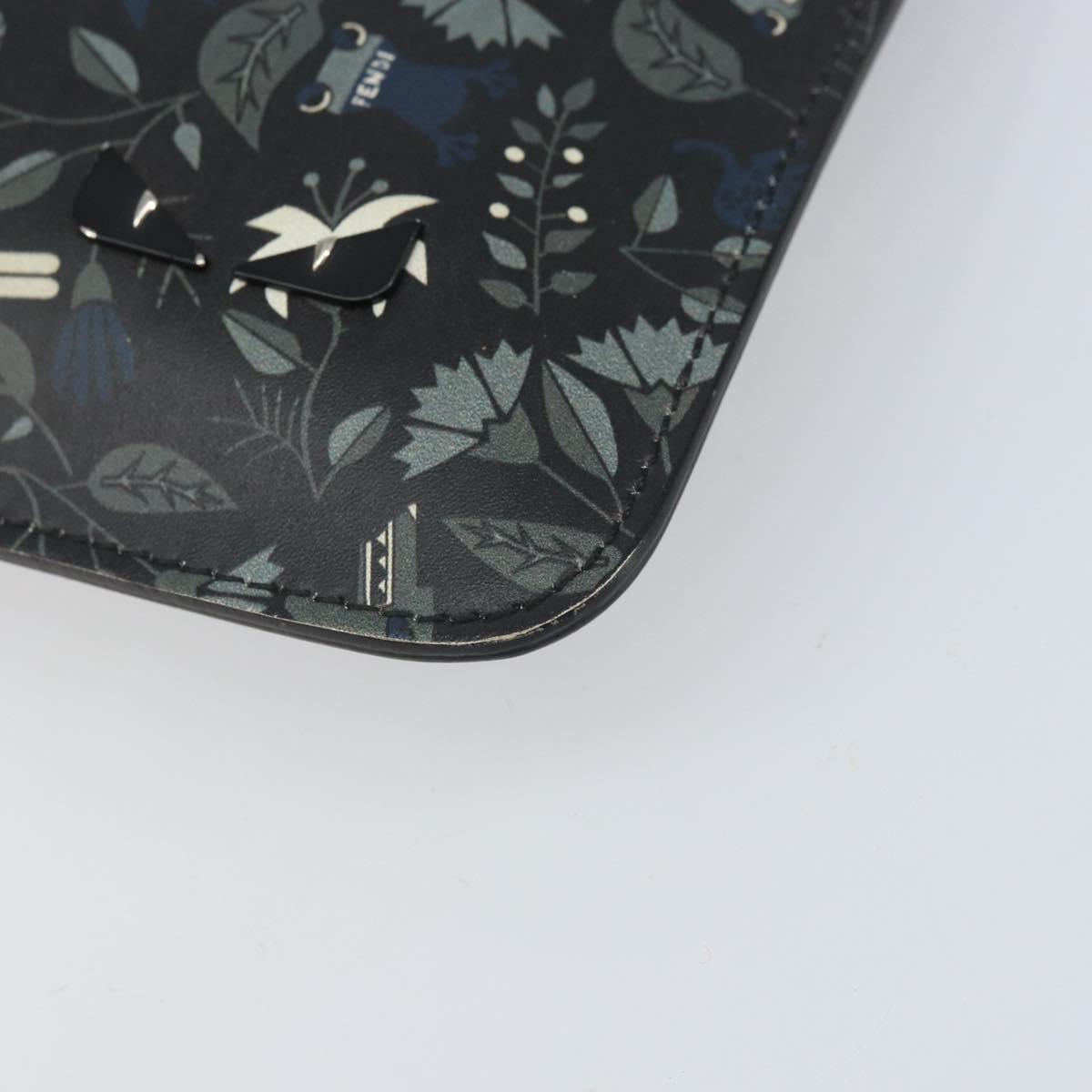 FENDI Clutch Bag Leather Black Auth ka2288