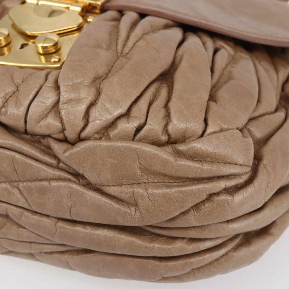 Miu Miu Matelasse Shoulder Bag Leather 2way Pink Gold Auth ka229