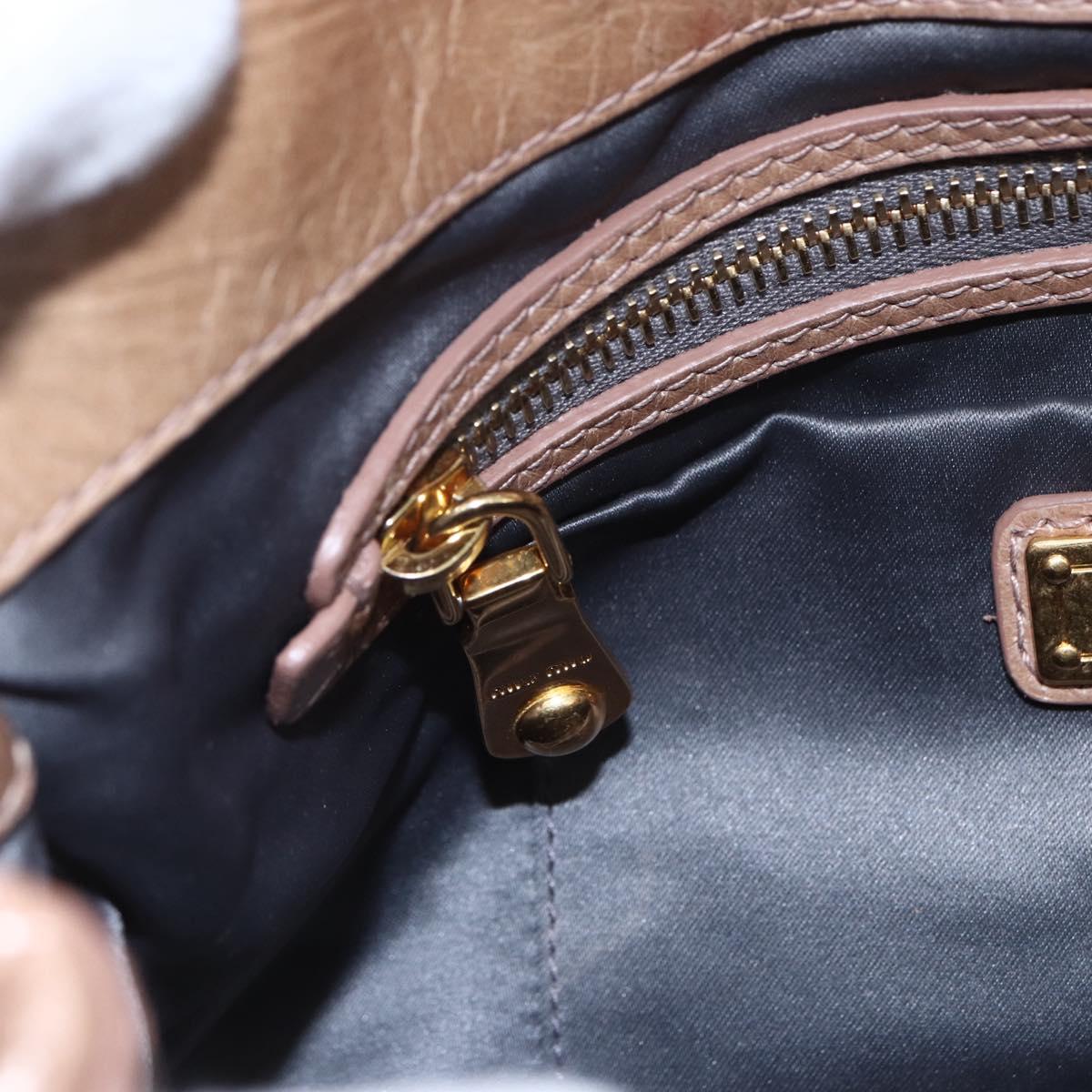 Miu Miu Matelasse Shoulder Bag Leather 2way Pink Gold Auth ka229