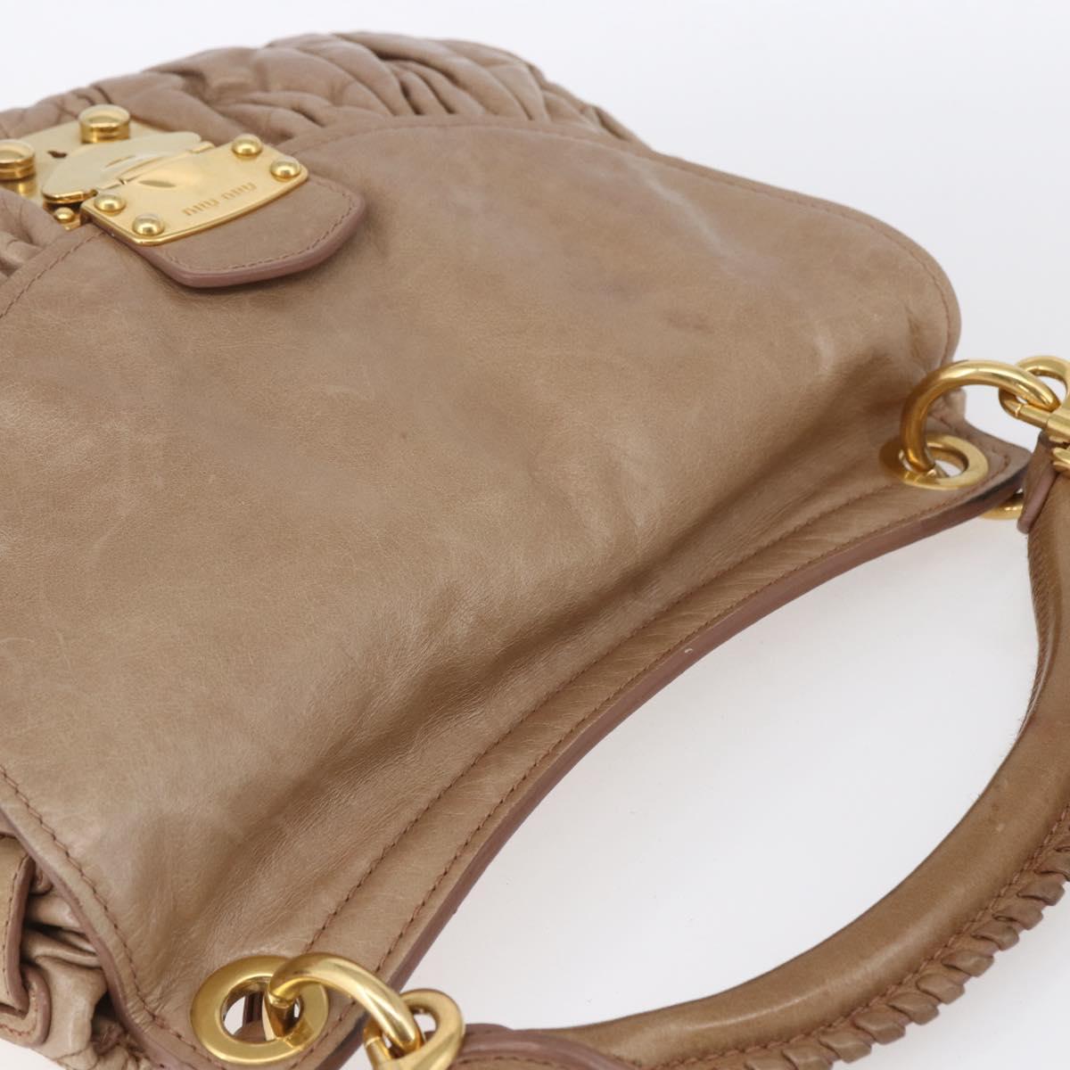 Miu Miu Matelasse Shoulder Bag Leather 2way Pink Gold Auth ka229