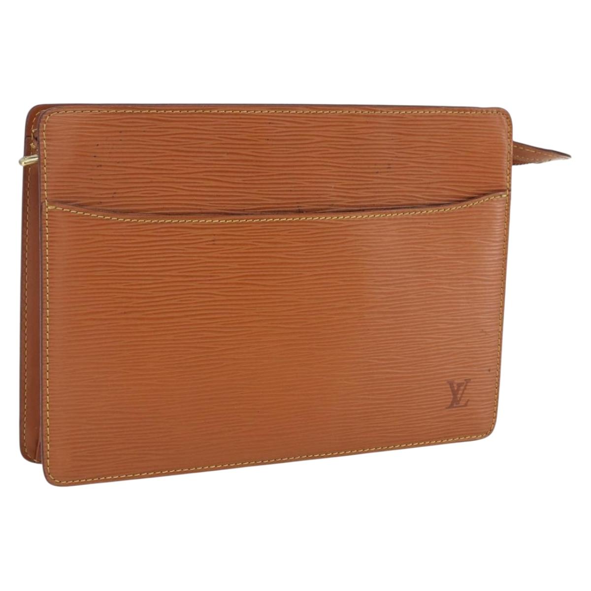 LOUIS VUITTON Epi Pochette Homme Bag Brown Zipangu Gold M52528 LV Auth ka2290