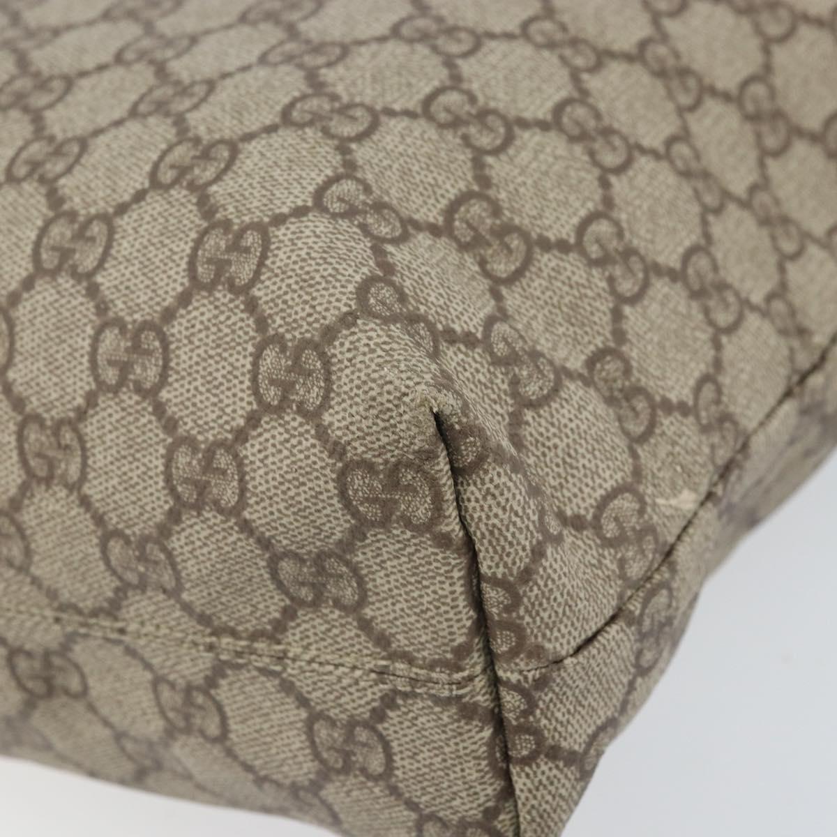 GUCCI GG Supreme Tote Bag PVC Beige Silver 181086 Auth ka2296