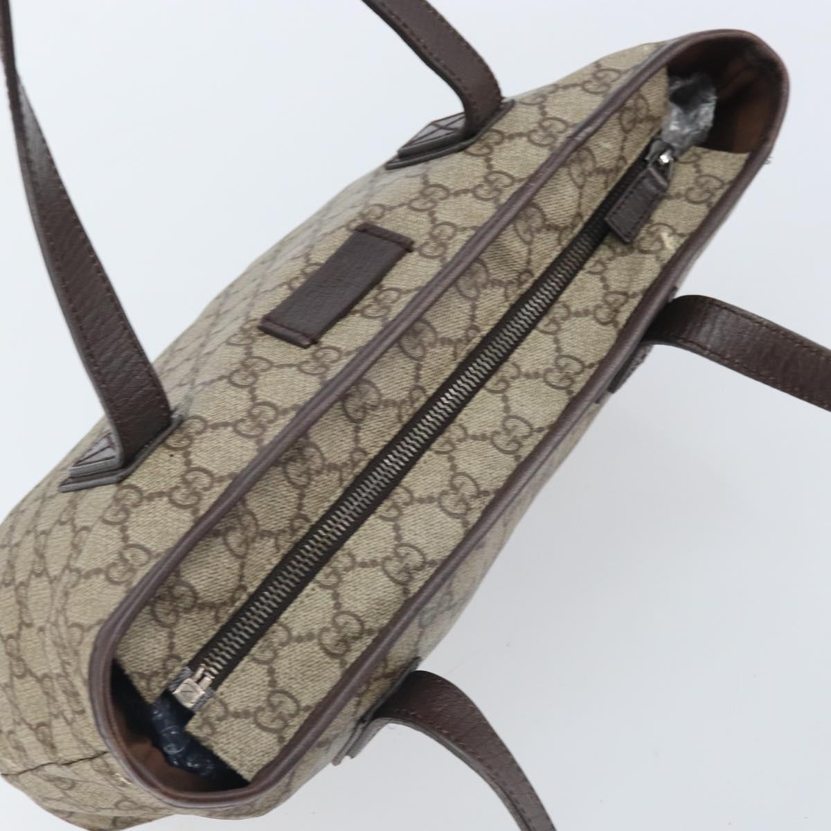 GUCCI GG Supreme Tote Bag PVC Beige Silver 181086 Auth ka2296