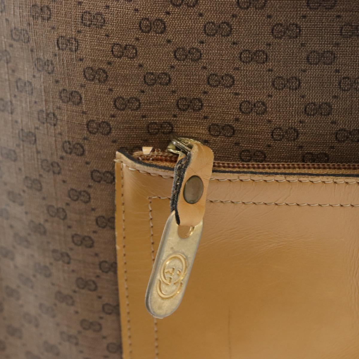 GUCCI Micro GG Supreme Web Sherry Line Tote Bag PVC Beige Gold Red Auth ka2297