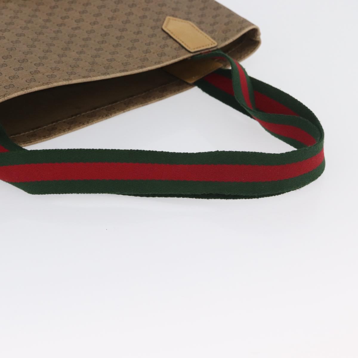 GUCCI Micro GG Supreme Web Sherry Line Tote Bag PVC Beige Gold Red Auth ka2297