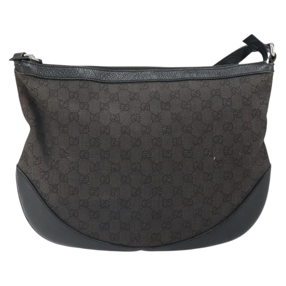 GUCCI GG Canvas Shoulder Bag Black Silver 272380 Auth ka2298A
