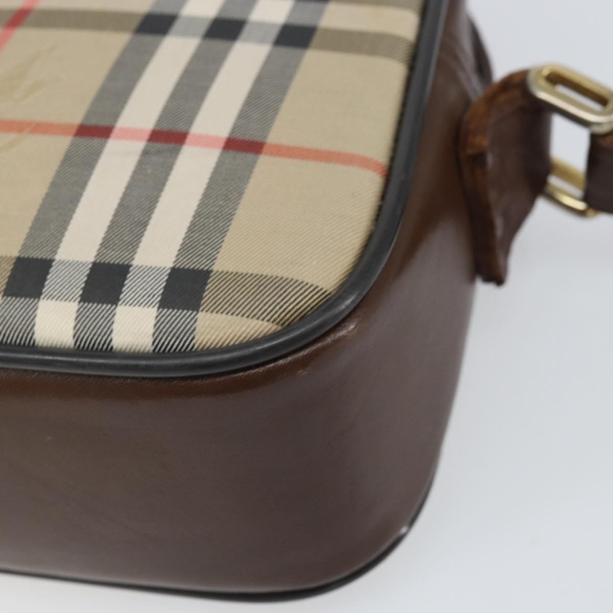 Burberrys Nova Check Shoulder Bag Canvas Beige Gold Auth ka2309