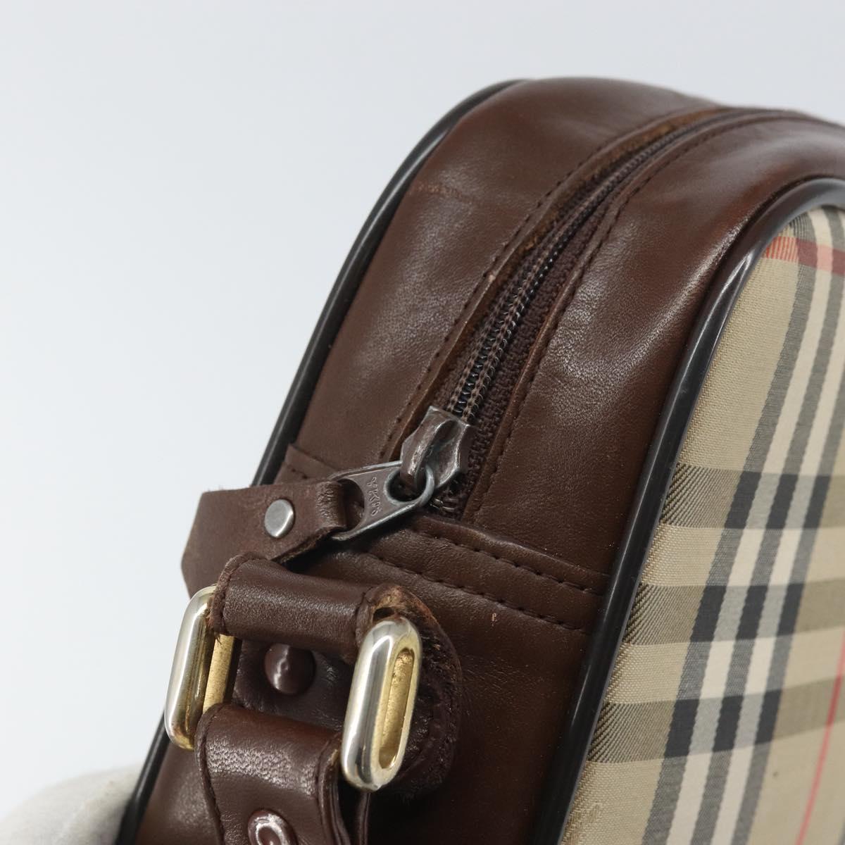 Burberrys Nova Check Shoulder Bag Canvas Beige Gold Auth ka2309