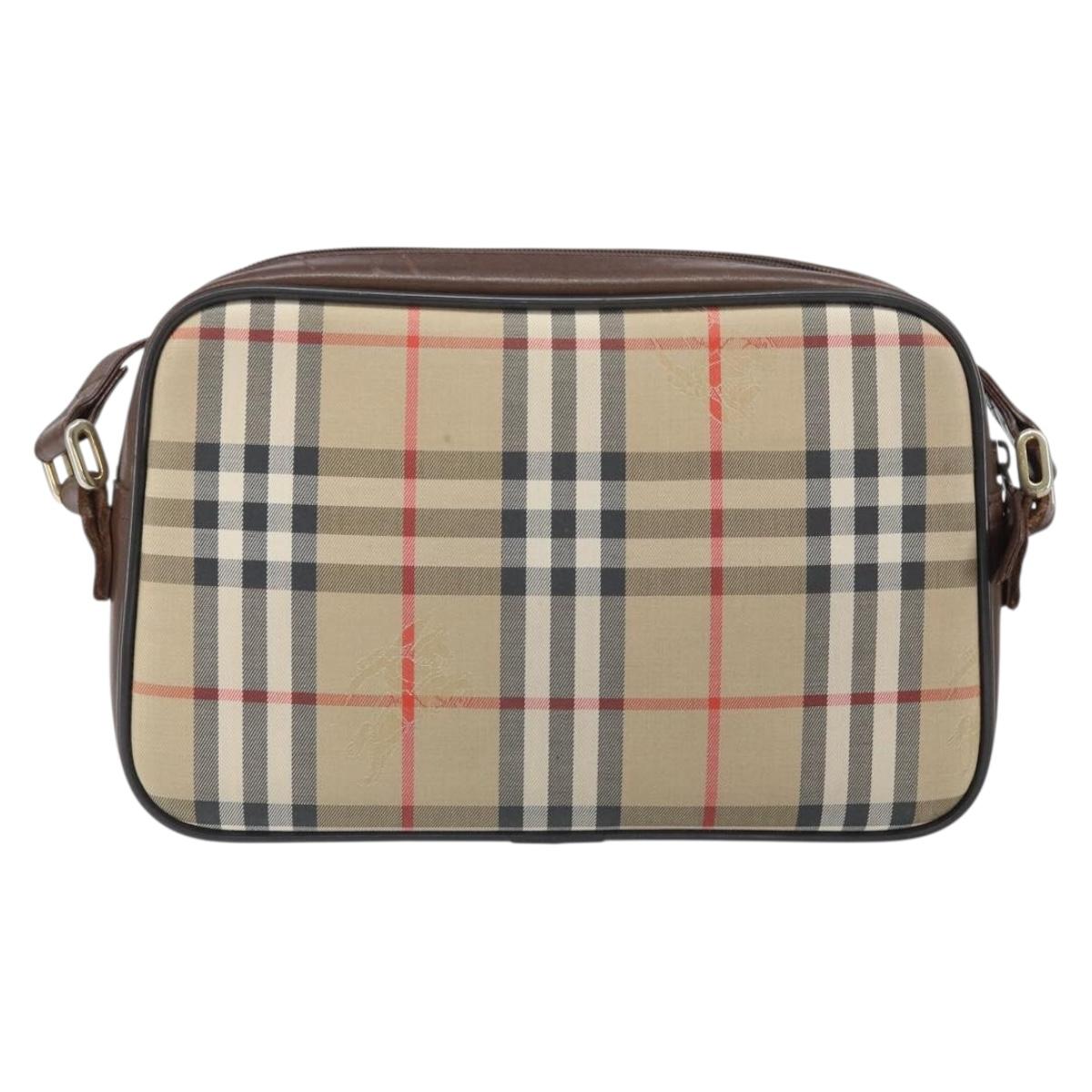 Burberrys Nova Check Shoulder Bag Canvas Beige Gold Auth ka2309